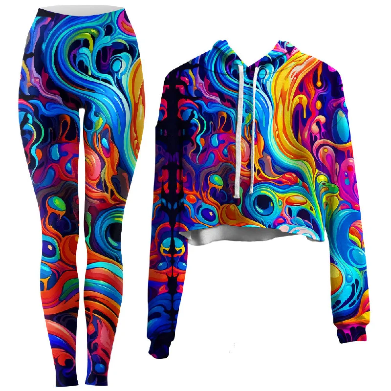 Kandi Swirl Crop Hoodie and Leggings Combo Comfortable Tummy Shaping Leggings