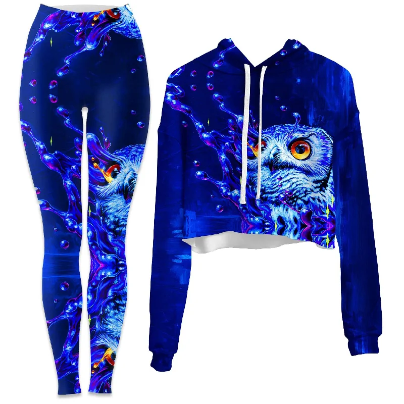 Lucid Owl Crop Hoodie and Leggings Combo Fashionable Printed Leggings