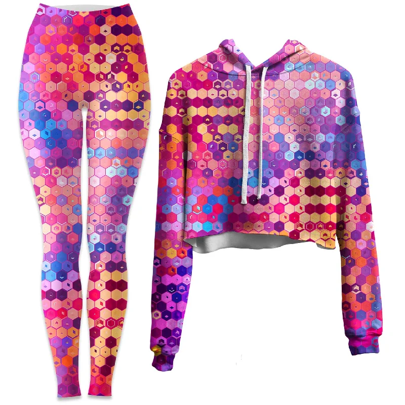 MDNA Crop Hoodie and Leggings Combo Trendy Sports Performance Leggings