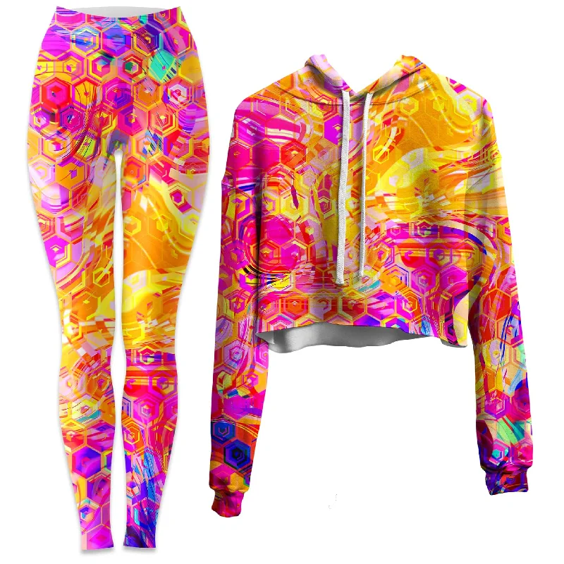 Ornate Drip Crop Hoodie and Leggings Combo Comfortable Lounge Leggings