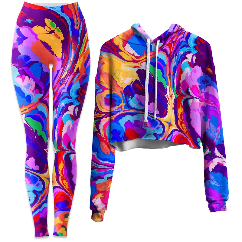 Overflow Crop Hoodie and Leggings Combo Fashionable Seamless Leggings