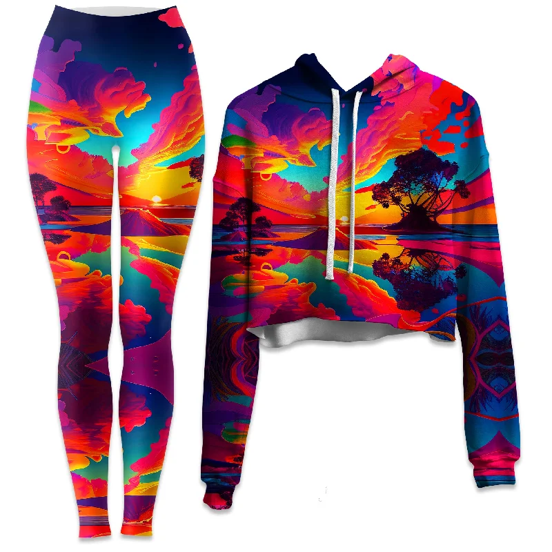 Paradiso Crop Hoodie and Leggings Combo Fashionable Smooth Fit Leggings