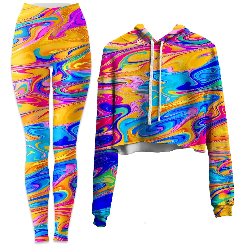 Phaze Crop Hoodie and Leggings Combo Cozy Sweat-Wicking Leggings