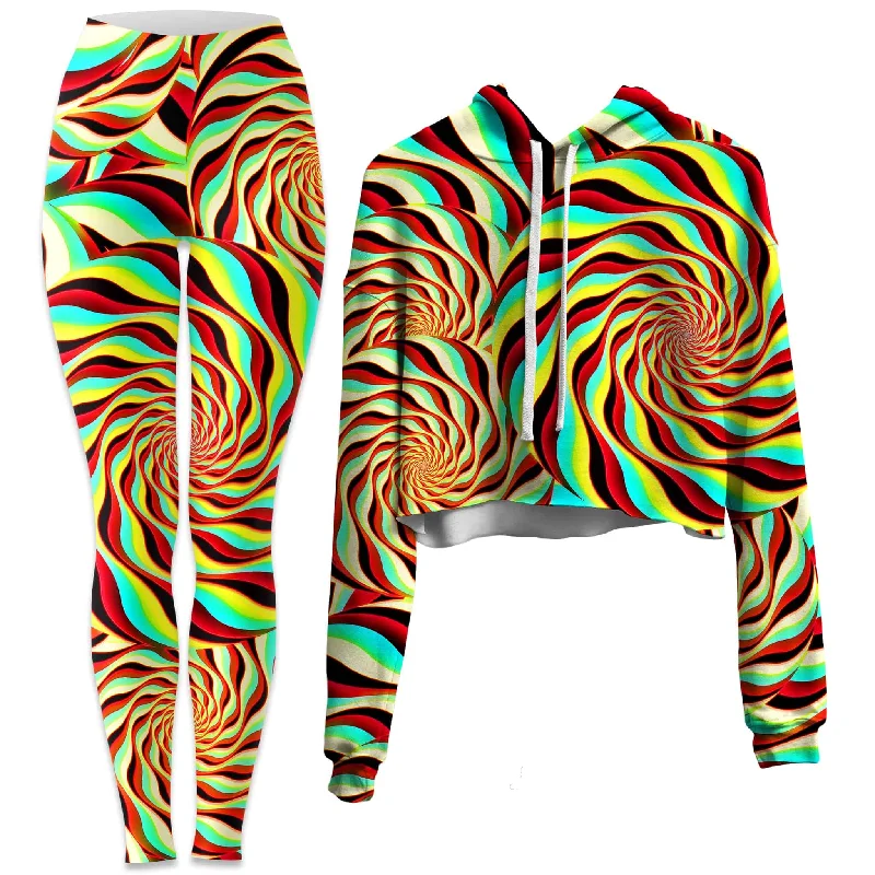 Pineal Swirl Crop Hoodie and Leggings Combo Trendy Tie-Dye Leggings