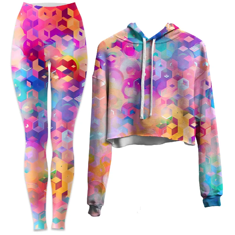 Portal Realm Crop Hoodie and Leggings Combo Fashionable High-Rise Leggings