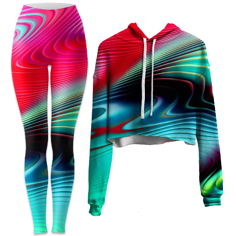 Psy Sand Hills Crop Hoodie and Leggings Combo Casual Black Leggings