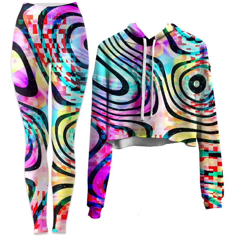 Psytrance Crop Hoodie and Leggings Combo Fashionable Sports Leggings