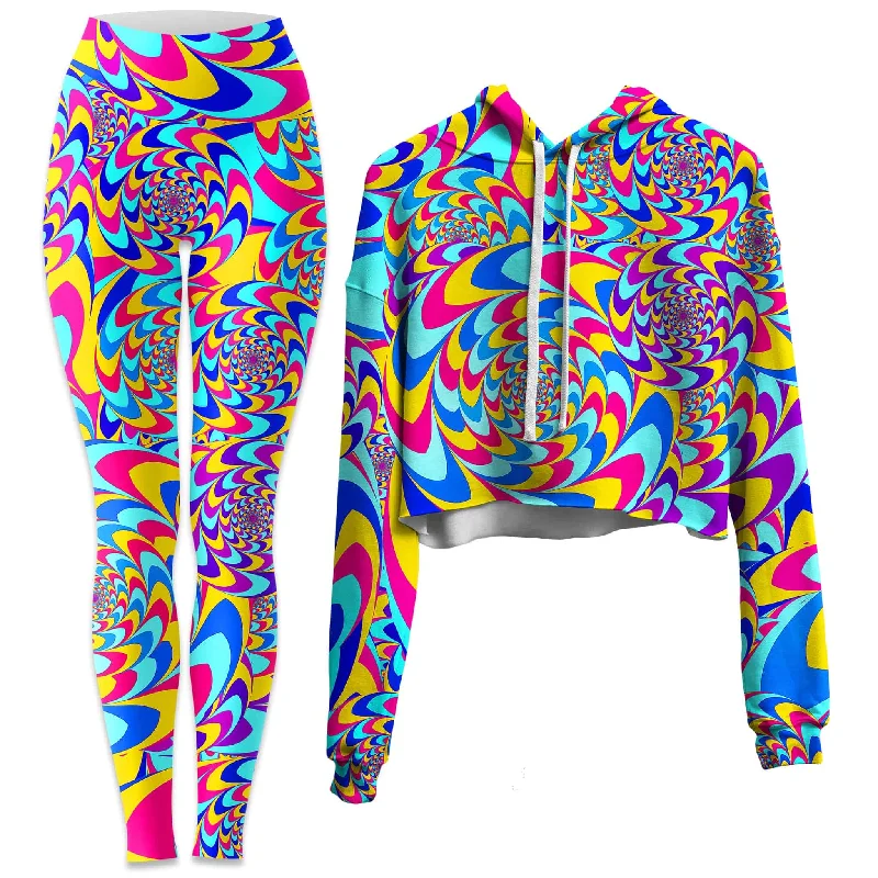 Rabbit Hole Crop Hoodie and Leggings Combo Trendy Color Block Leggings