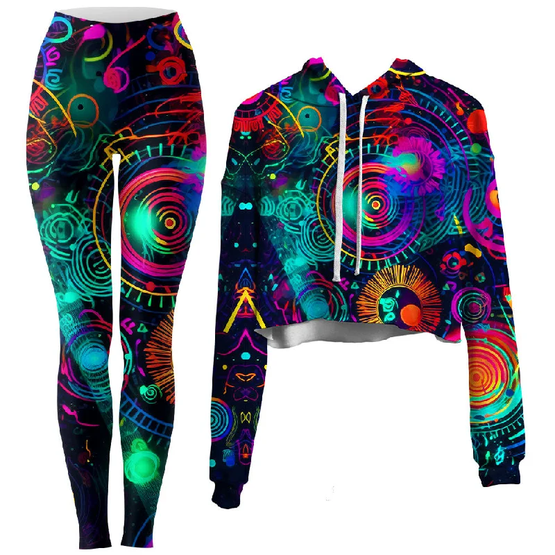 Retro Trip Crop Hoodie and Leggings Combo Stylish Everyday Leggings