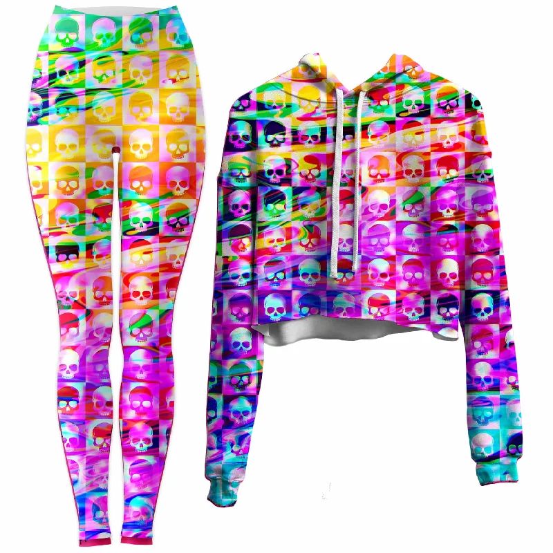 Skull Fam Purple Crop Hoodie and Leggings Combo Chic Velvet Soft Leggings