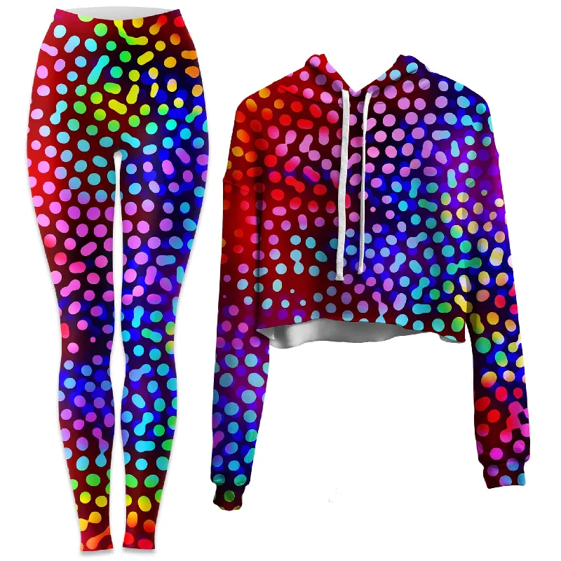 Solar Dots Crop Hoodie and Leggings Combo Cozy Warmth Leggings