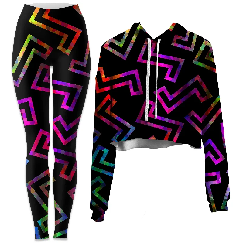 Sparkle Geometric Crop Hoodie and Leggings Combo Stylish Winter-Ready Leggings