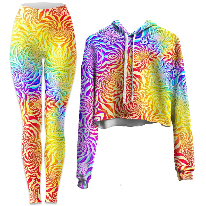Sunrays Crop Hoodie and Leggings Combo Stylish Pockets Active Leggings