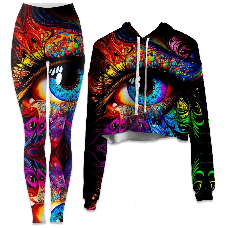 Window to the Soul Crop Hoodie and Leggings Combo Trendy Seamless Fit Leggings