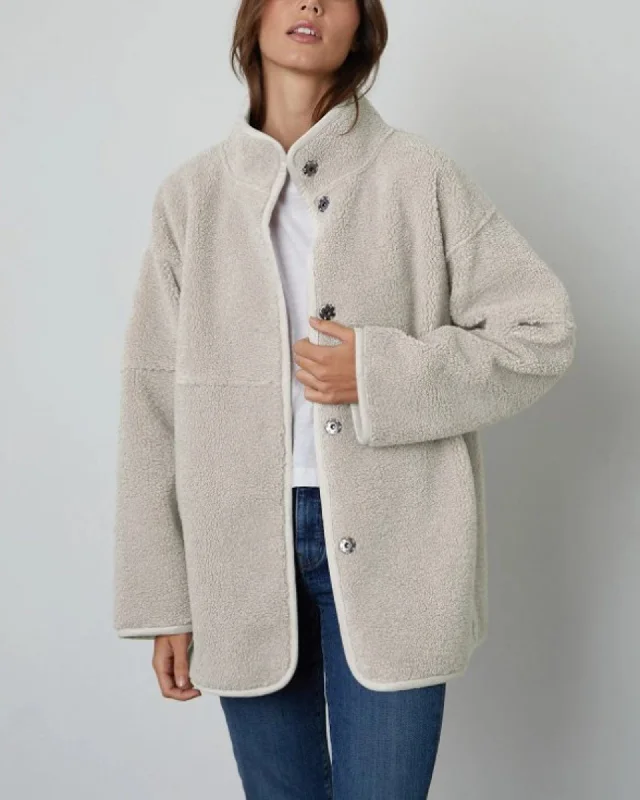 "Albany Reversible" Faux Shearling Jacket Nylon Fabric Polyester Fabric Spandex Fabric