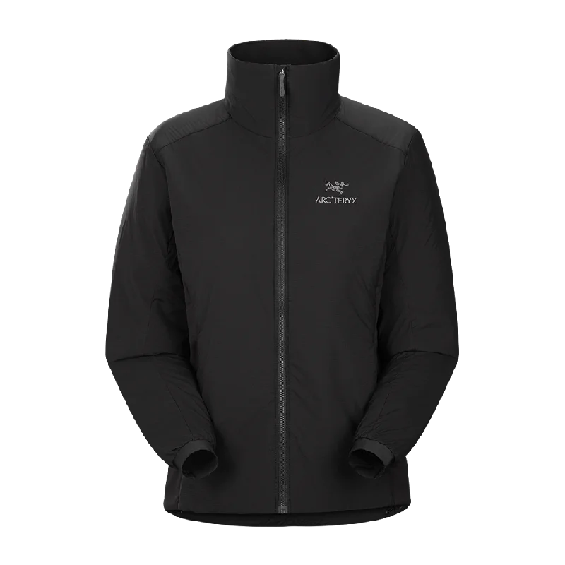 Arc'teryx Women's Atom Jacket Black Zippered Front Buttoned Front Snap Front