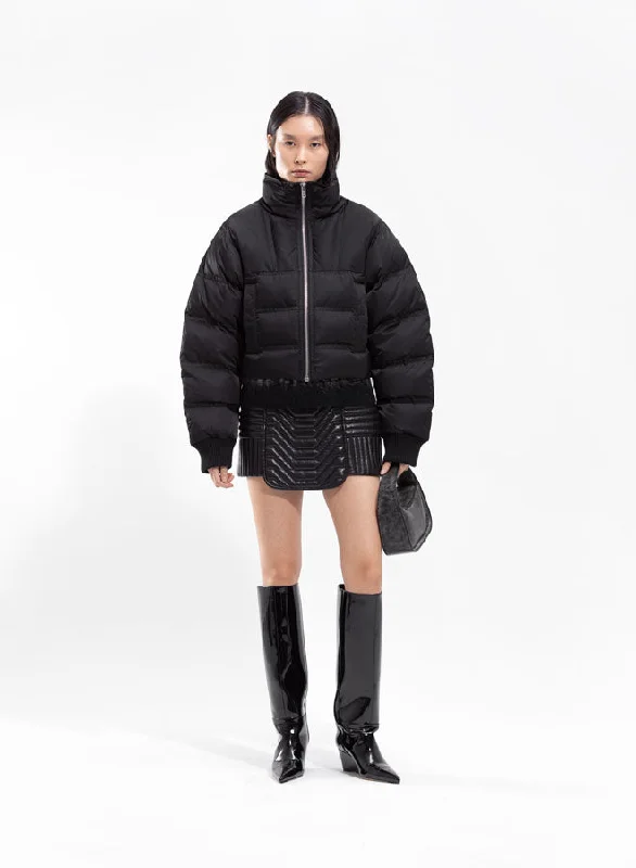 Augusta Jacket - Black Notch Collar Peter Pan Collar Cowl Neck