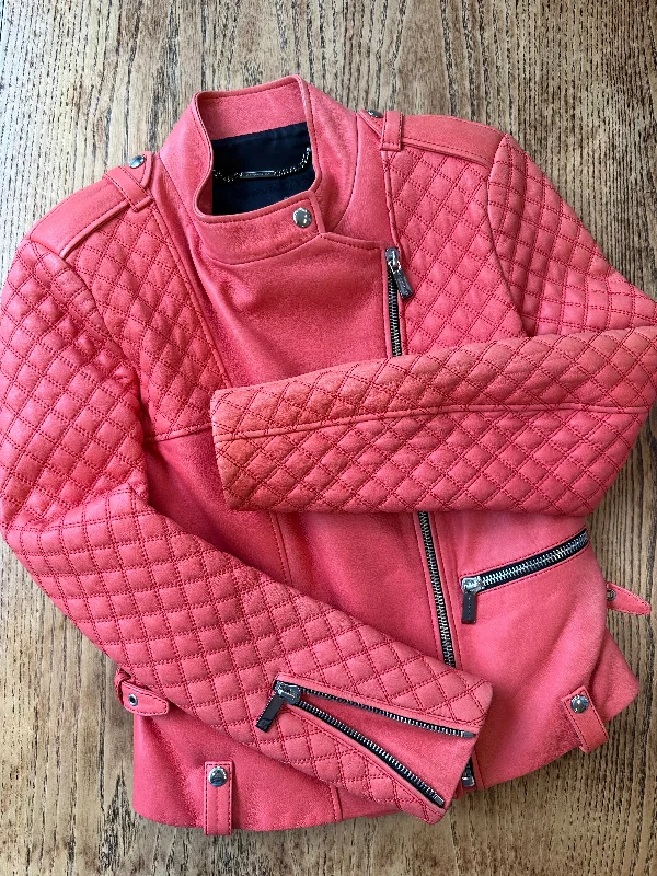 BARBARA BUI Leather Jacket / M Satin Jacket Silk Jacket Chiffon Jacket