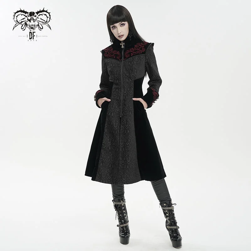 CT20501 Black Jacquard Embroidered Jacket Hooded Jacket Caped Jacket Shawl Collar Jacket