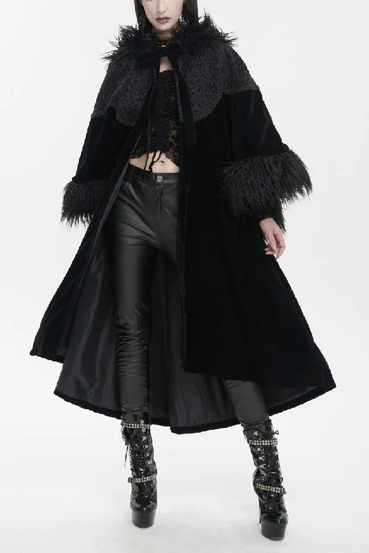 Black Jacquard Fabric Petal Stitching Three-Dimensional Webbing Cape Like Wide Wool Sleeves Women's Gothic Jacket Rayon Fabric Velvet Fabric Corduroy Fabric