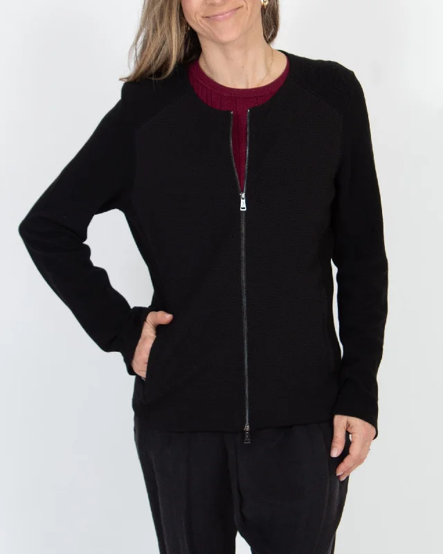 Black Knit Stretch Jacket Knit Jacket Woven Jacket Fleece Jacket