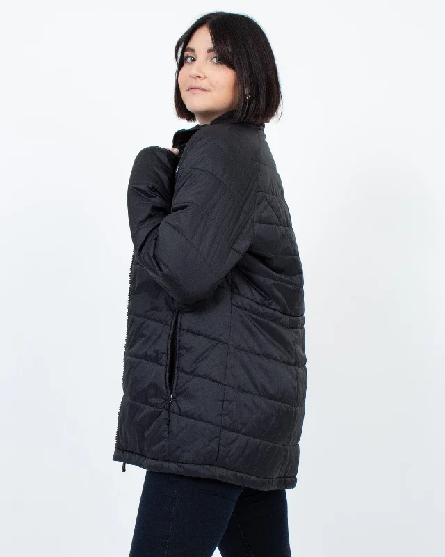 Black Quilted Jacket Fleece Fabric Down Fabric Feather Fabric
