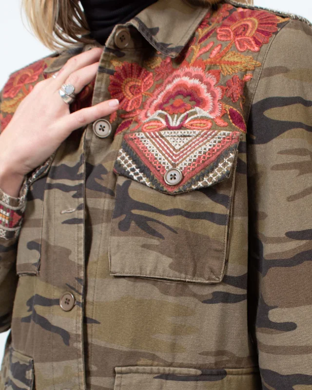 Camo Embroidered Jacket Striped Jacket Polka Dot Jacket Floral Jacket