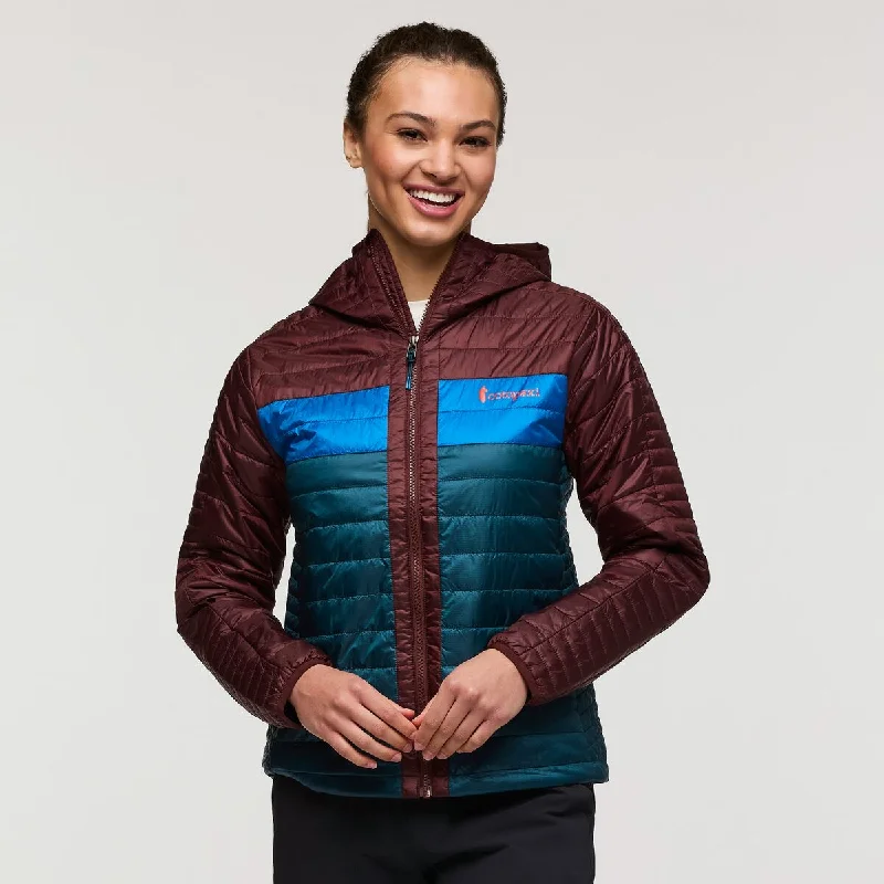 Capa Insulated Hooded Jacket - Womens Front Pockets Side Pockets Patch Pockets