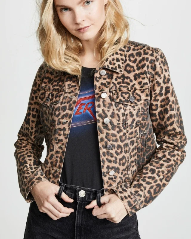 "Cara" Cropped Leopard Print Jacket Belted Jacket Elasticated Jacket Padded Jacket