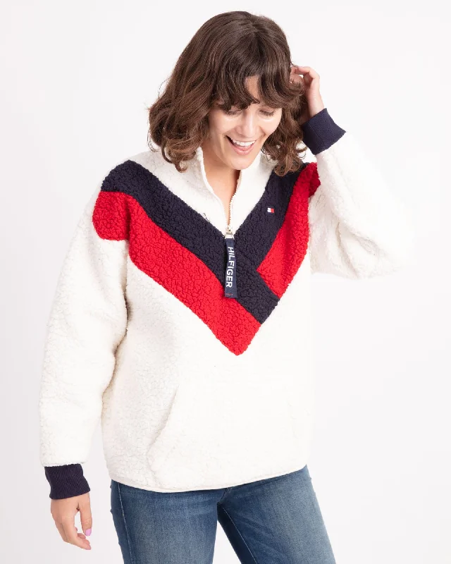 Colorblock Teddy Pullover Jacket Knit Jacket Woven Jacket Fleece Jacket
