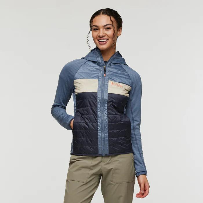 Cotopaxi Women’s Capa Hybrid insulated Hooded Jacket Denim Fabric Leather Fabric Suede Fabric