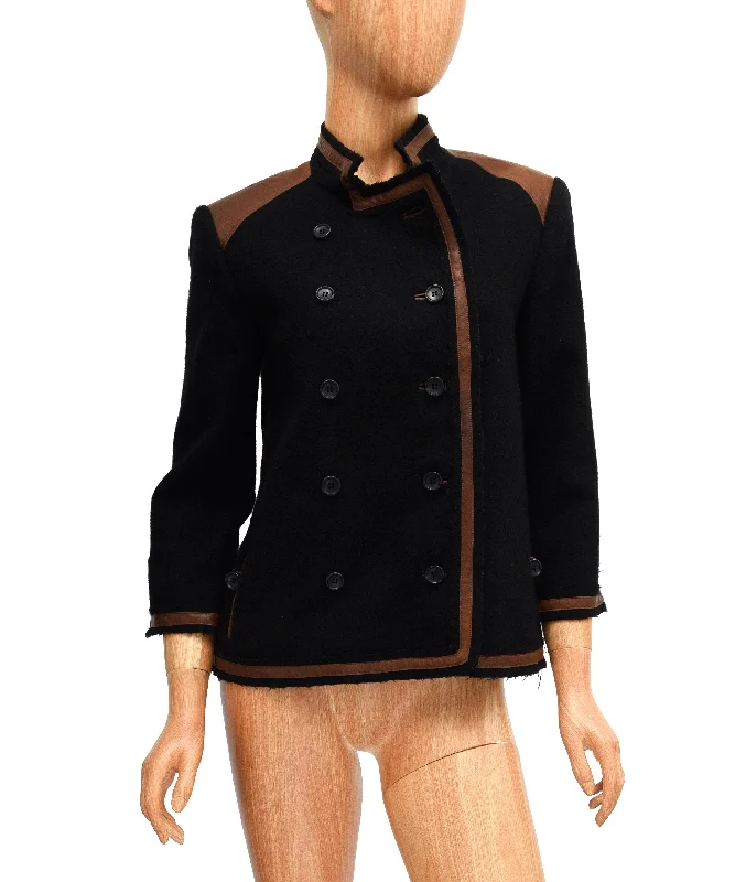 Cropped Sleeve Military Jacket Tailored Jacket Straight Jacket A-Line Jacket
