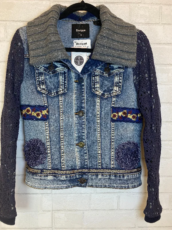 DESIGUAL NWT Denim Jacket with removable collar / M-EU38 Notch Collar Jacket Peter Pan Collar Jacket Cowl Neck Jacket