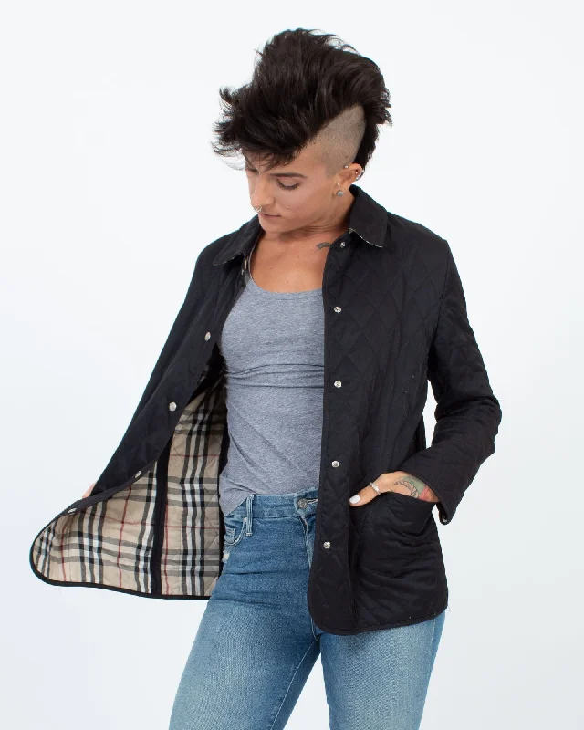 Diamond Quilted Jacket Denim Fabric Leather Fabric Suede Fabric