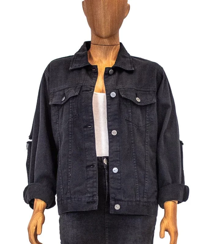 Distressed Denim Jacket Fleece Jacket Down Jacket Feather Jacket