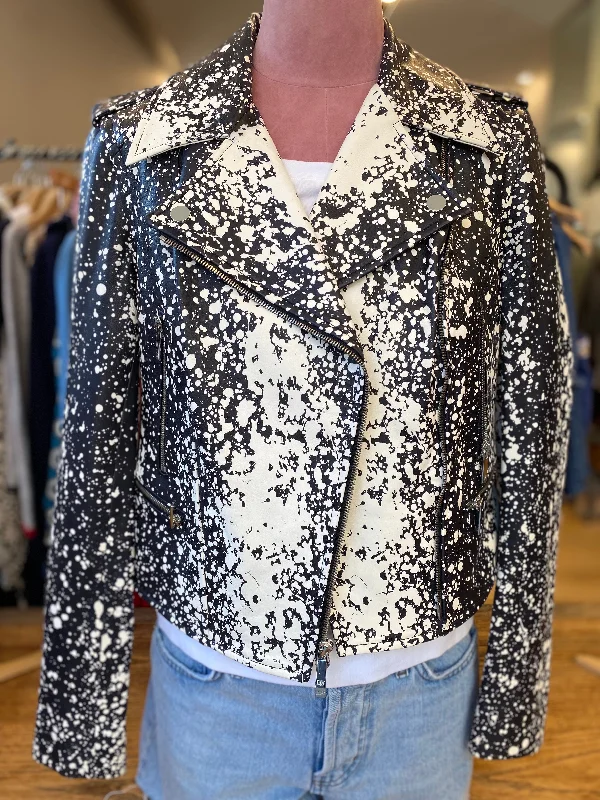 DVF Lamb Leather Perfecto Jacket with removable sleeves / S Notch Collar Peter Pan Collar Cowl Neck