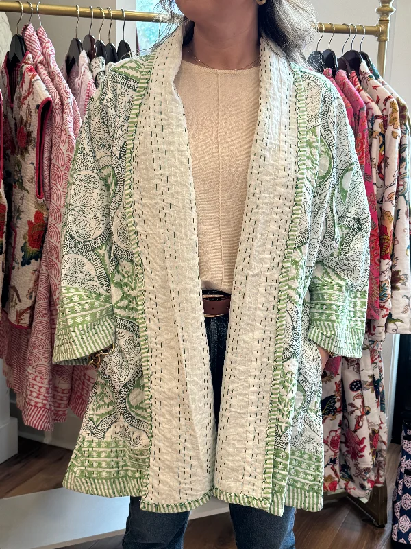 James Blanket Jacket (Green) Front Pockets Side Pockets Patch Pockets