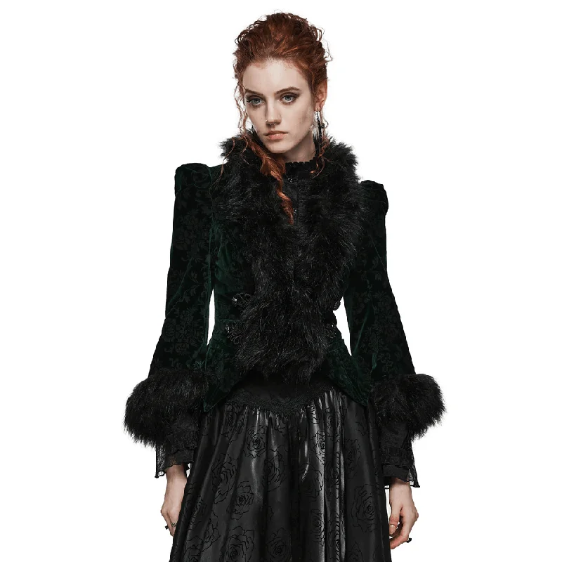 Embossed Velvet Goth Short Jacket with Wool Trim Jersey Jacket Tulle Jacket Batik Jacket