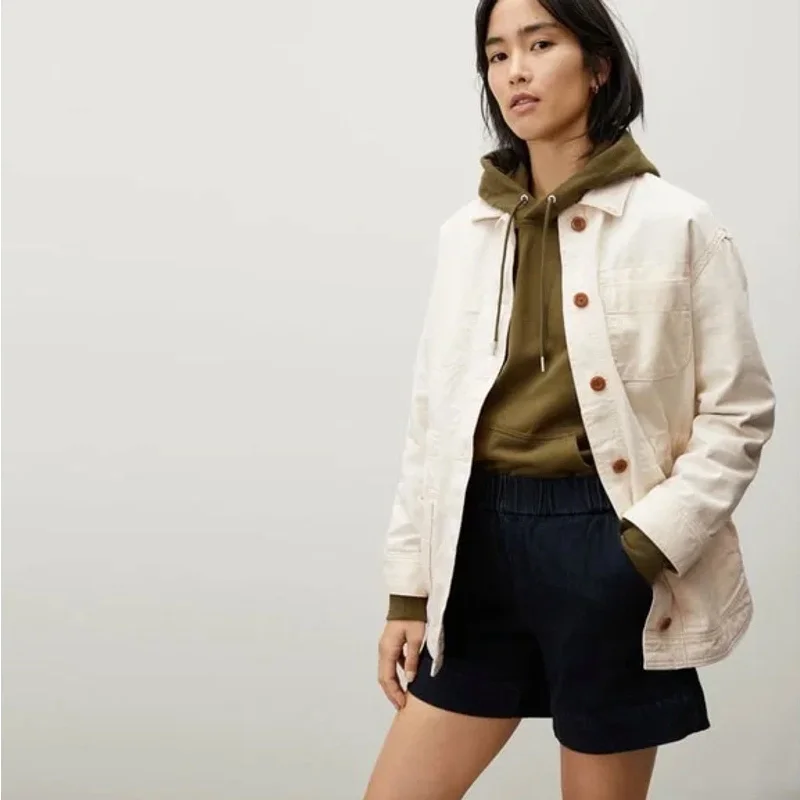 Everlane Womens The Cinchable Chore Jacket Medium Cream Bone NWT Chenille Fabric Brocade Fabric Lace Fabric