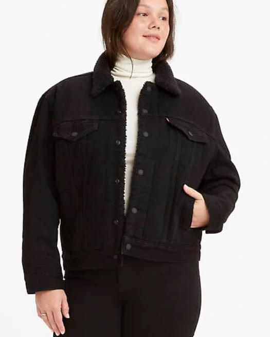 "Ex-Boyfriend Trucker" Sherpa Jacket Insulated Jacket Fitted Jacket Loose Jacket