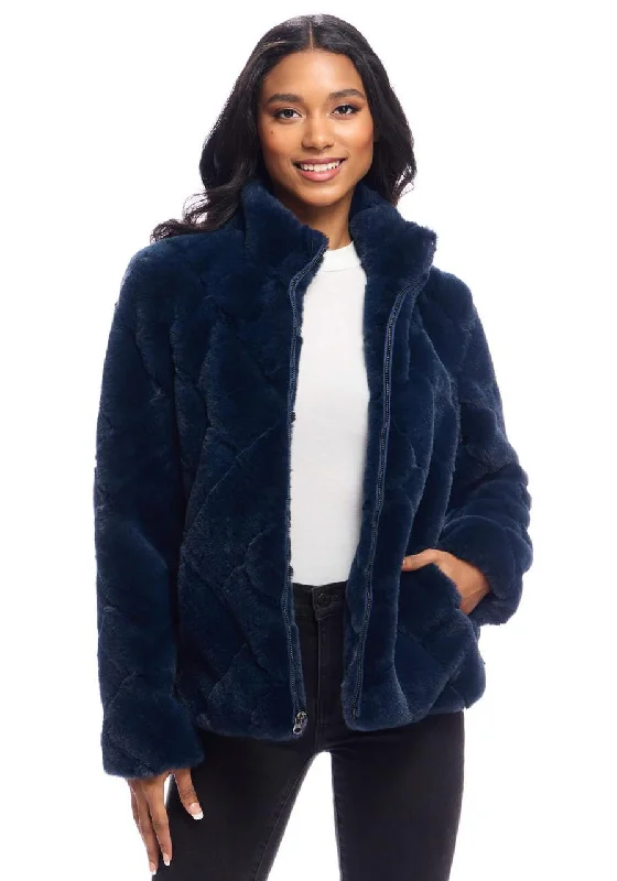 Paige Zip Jacket (Navy) Herringbone Jacket Checkered Jacket Solid Jacket