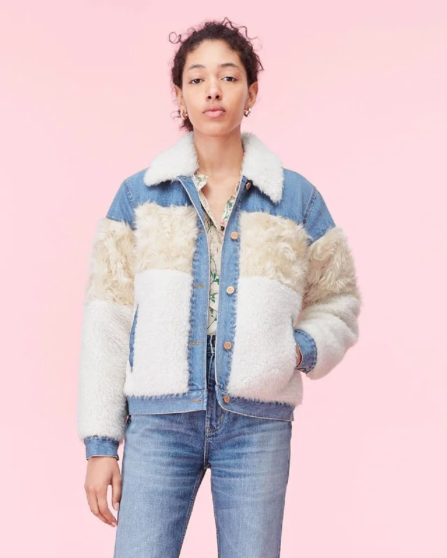 Faux Fur & Denim Jacket Zippered Jacket Buttoned Jacket Snapped Jacket