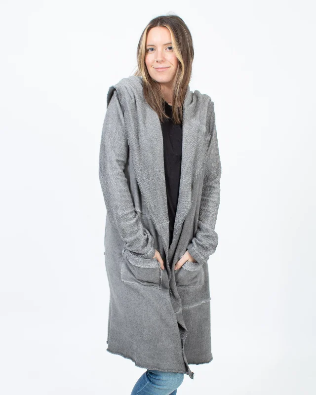 Grey Open Front Jacket Cardigan Sweater Pullover