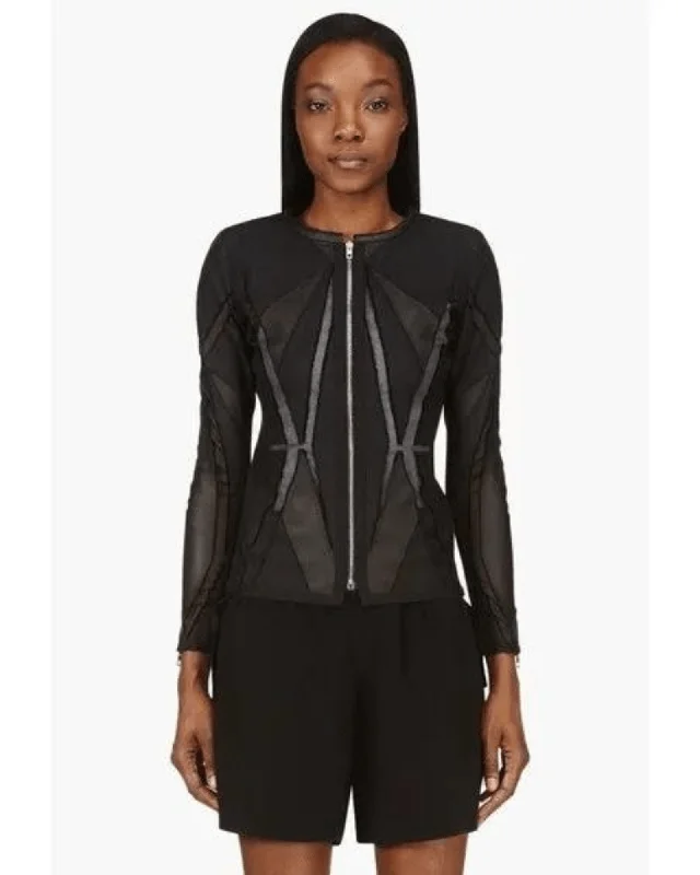 IRO Allegra Jacket With Sheer Panels Welt Pockets Slit Pockets Flap Pockets