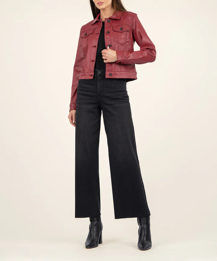 Julia Crop Jacket (Red) Fleece Jacket Down Jacket Feather Jacket