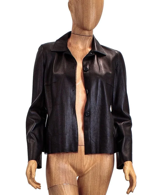 Leather Button Down Jacket Faux Fur Fabric Real Fur Fabric Shearling Fabric