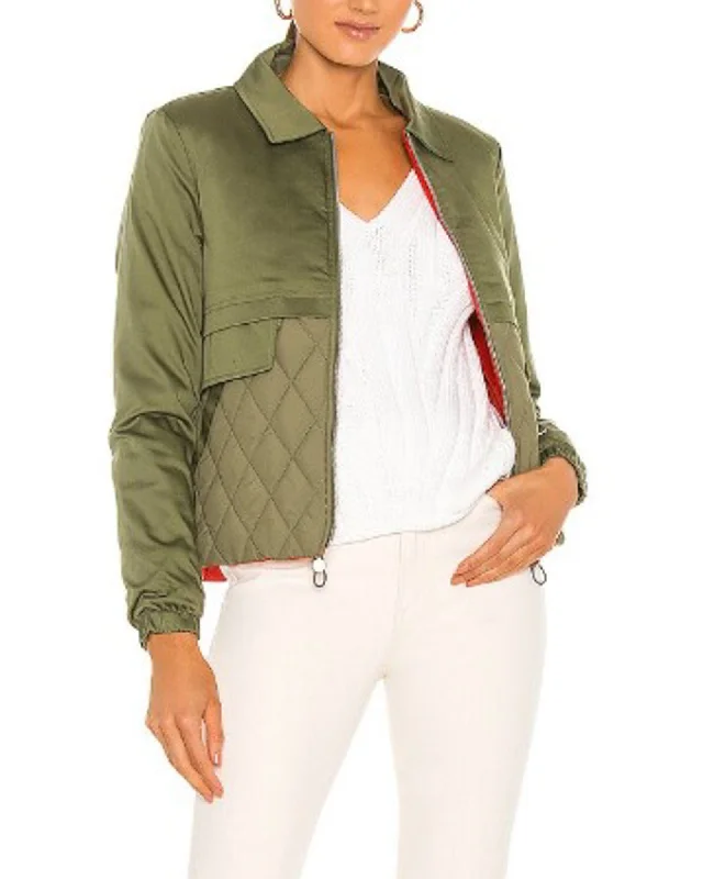 "Lori" mixed Media Bomber Jacket One-Shoulder Jacket Off-the-Shoulder Jacket Asymmetrical Jacket