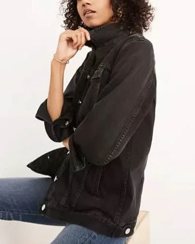 Lunar Wash "Oversized Jean" Jacket Tiered Jacket Buttoned Jacket Zippered Jacket