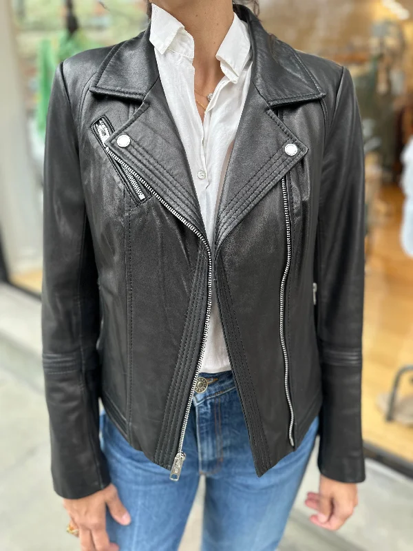 MADEWELL Leather Biker Jacket / XXS Faux Fur Fabric Real Fur Fabric Shearling Fabric