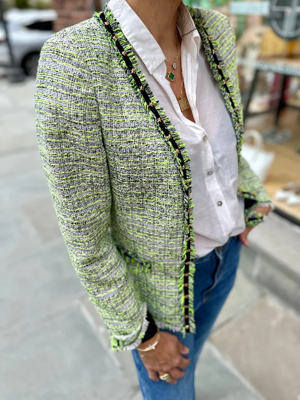 MAISON SCOTCH Boucle Jacket / M Belted Jacket Elasticated Jacket Padded Jacket